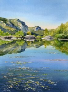 AQUARELLES Calme plat du Gardon