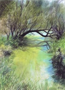 AQUARELLES Le petit pont de bois